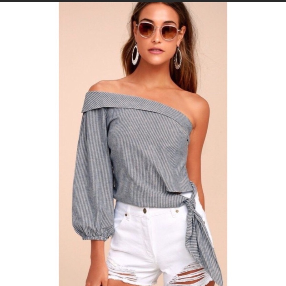 Free People Get Down Blue Striped Top 8